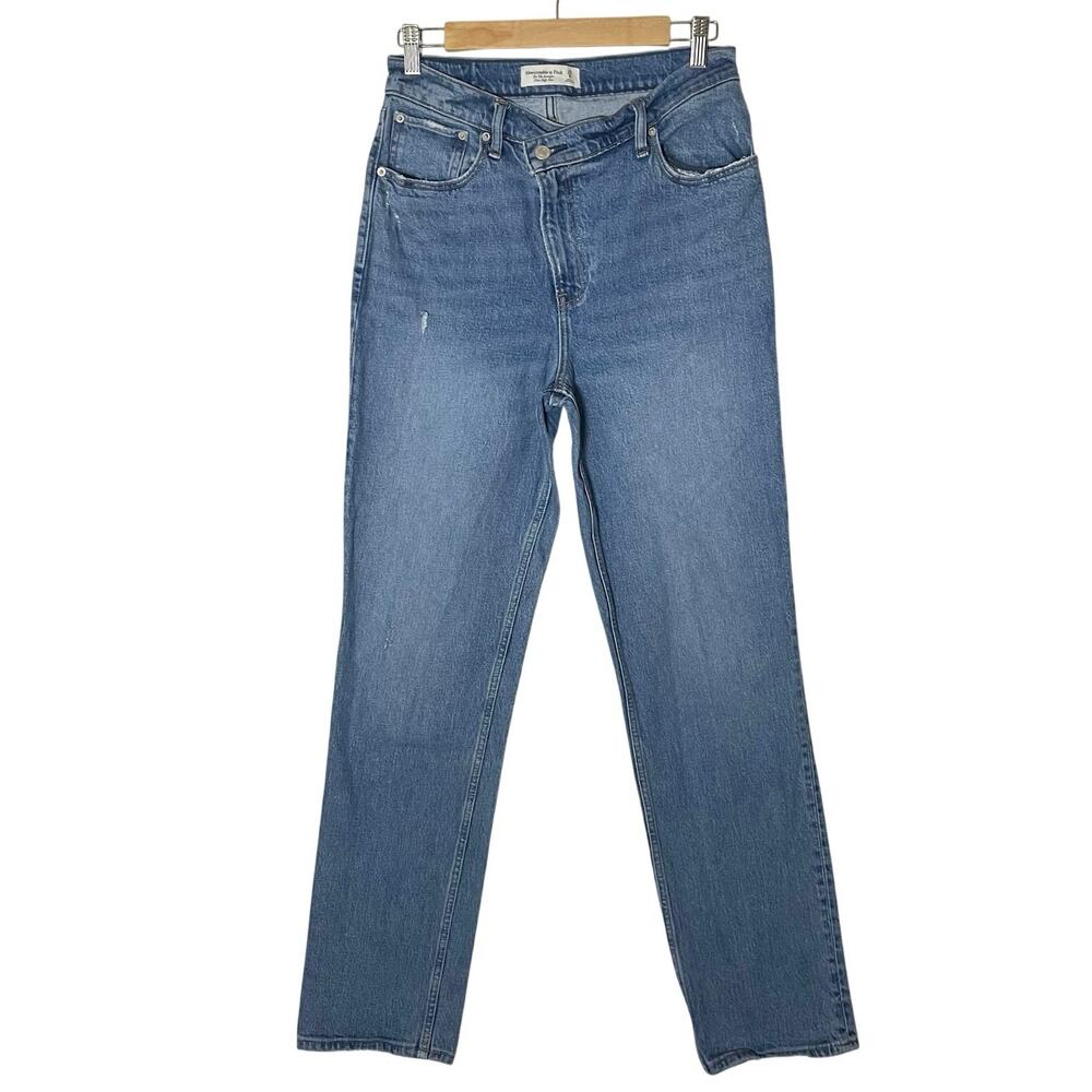 Abercrombie & Fitch The 90’s Straight Ultra High Rise Criss Cross Waist Size 8 L
